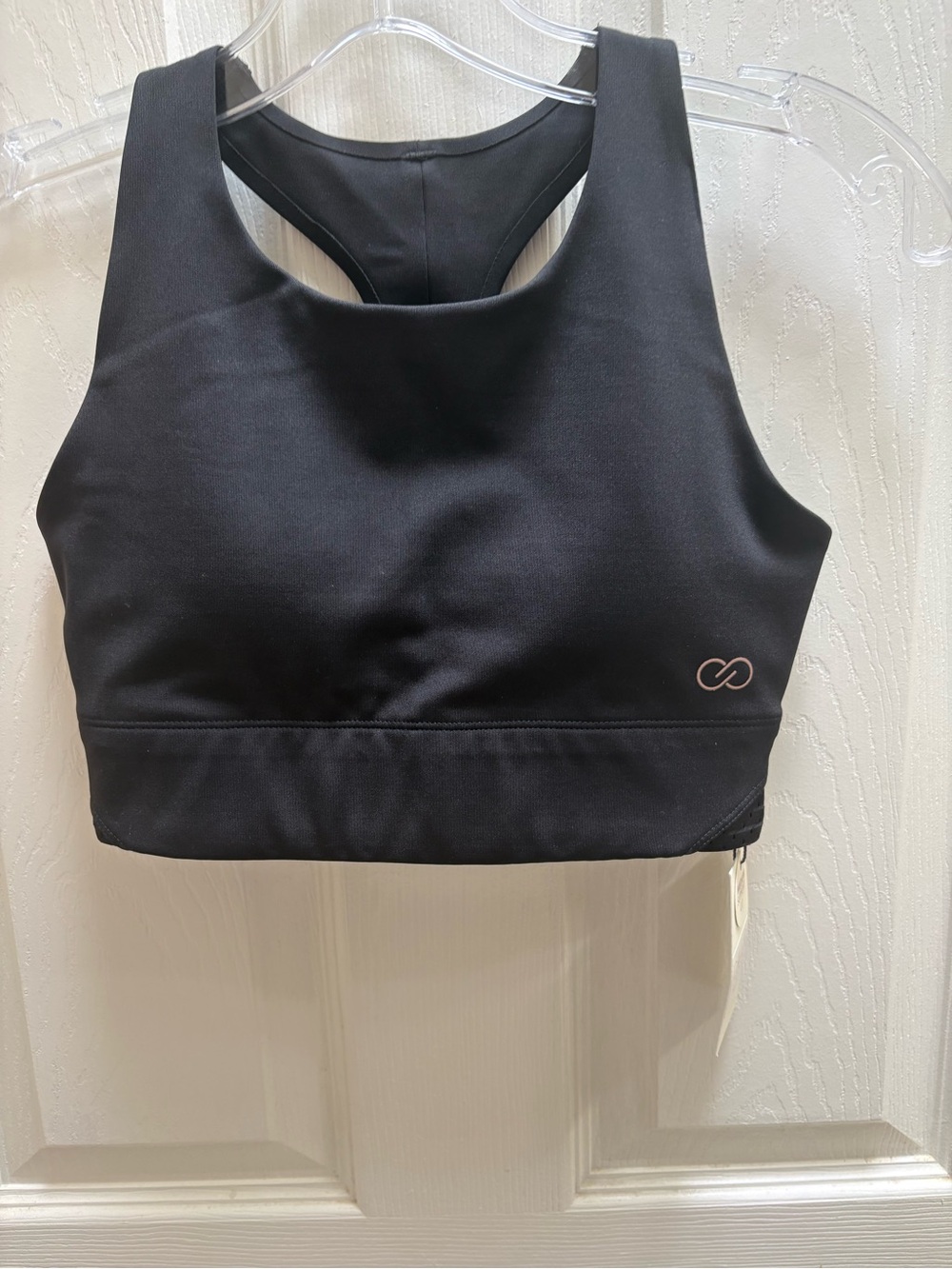 CALIA by Carrie Underwood Black Racerback Sports Bra with Subtle Logo